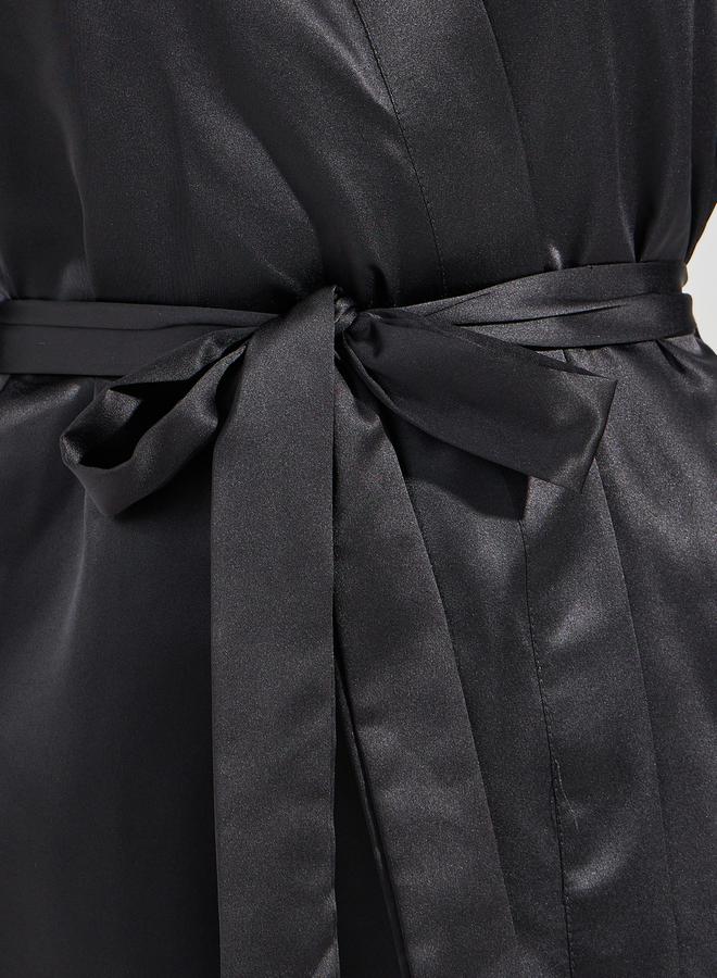 Styli رداء من الساتان الصلب مع حزام  - Image 3