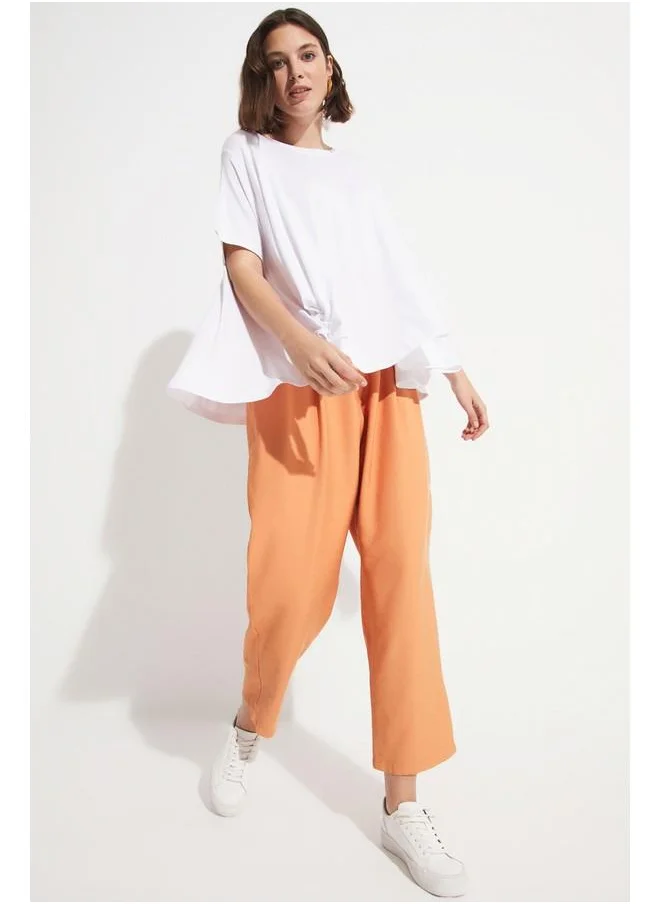 JUNE June Pleated Detailed Loose Trouser Orange