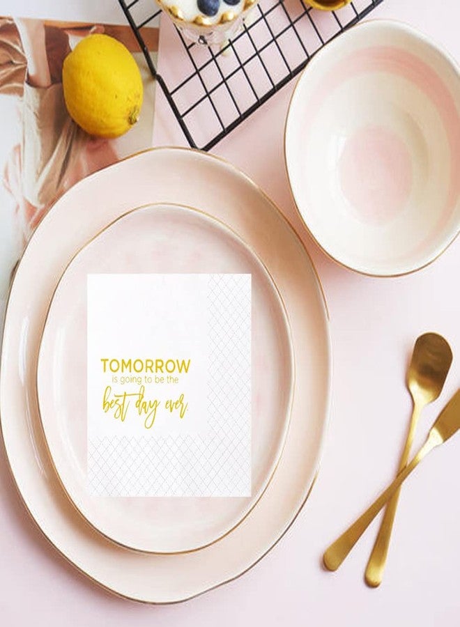 Geloar Rehearsal Dinner Cocktail Napkins, 100 Pack Tomorrow Is Going To Be The Best Day Ever Disposable Paper Napkins for Rehearsal Dinner Wedding Bridal Shower Engagement Bachelor| 2-Ply, 5x5 Inches - Image 5