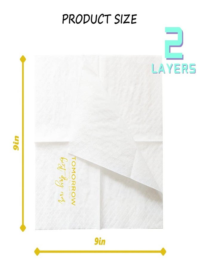 Geloar Rehearsal Dinner Cocktail Napkins, 100 Pack Tomorrow Is Going To Be The Best Day Ever Disposable Paper Napkins for Rehearsal Dinner Wedding Bridal Shower Engagement Bachelor| 2-Ply, 5x5 Inches - Image 3