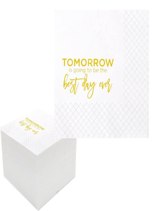 Geloar Rehearsal Dinner Cocktail Napkins, 100 Pack Tomorrow Is Going To Be The Best Day Ever Disposable Paper Napkins for Rehearsal Dinner Wedding Bridal Shower Engagement Bachelor| 2-Ply, 5x5 Inches - Image 1