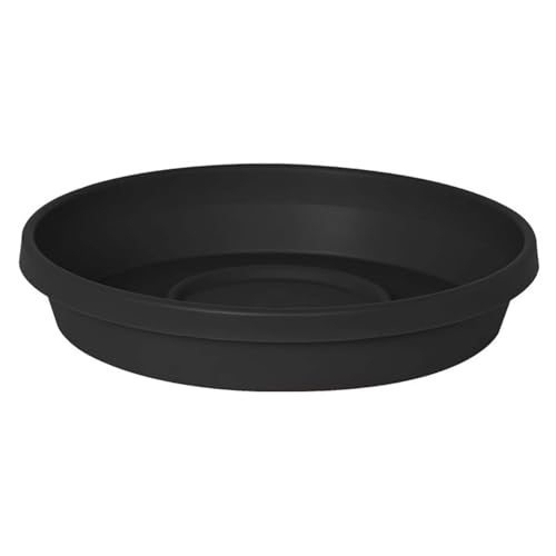 Bloem Terra Resin Saucer Tray: 9.25" Bottom Width - Black - Matte, Durable, Ribbed Bottom, Indoor and Outdoor, Fits 12" Terra Pots, Made in USA - Image 1