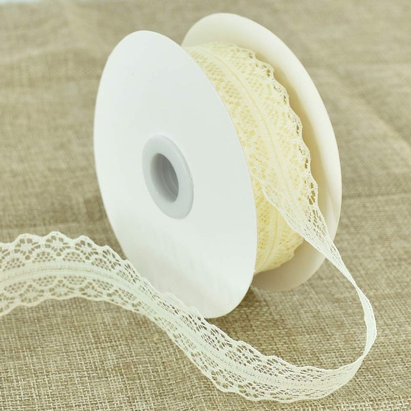 Lace Trim Ribbon Cream White 12 Inch Wide Vintage Pattern Roll Ribbons 25 Yards for Gift Wrapping Valentines Day Floral DIY Crafts Sewing Bridal Wedding Birthday Party Decorations