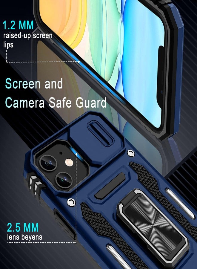 DEERLAMN Case for iPhone 11 with Slide Camera Cover+Screen Protector(2 Packs),Rotated Ring Kickstand Military Grade Shockproof Protective Cover-Navy Blue - Image 5
