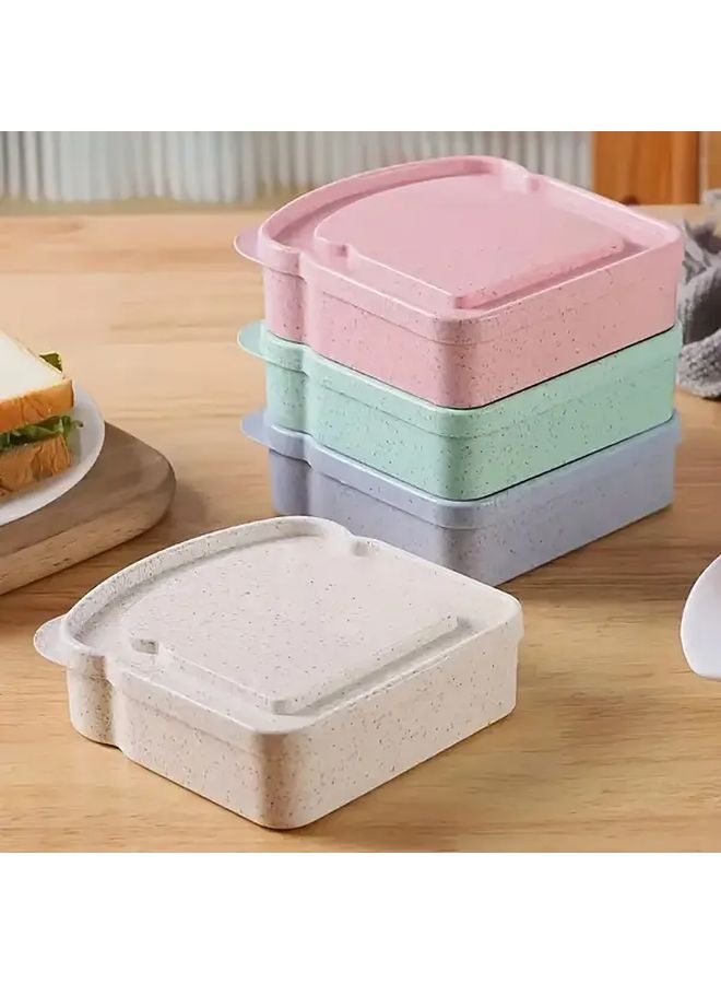 Blue Wheat Straw Bread Box Reusable Sandwich Container For Lunch Picnic Travel - Image 2