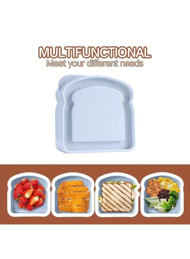 Blue Wheat Straw Bread Box Reusable Sandwich Container For Lunch Picnic Travel - Image 5