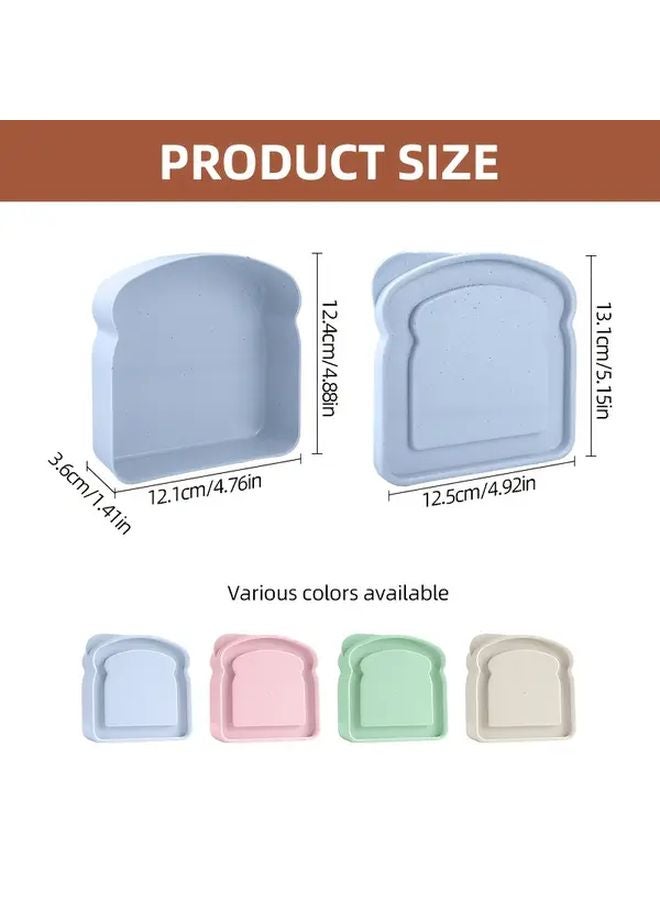 Blue Wheat Straw Bread Box Reusable Sandwich Container For Lunch Picnic Travel - Image 3