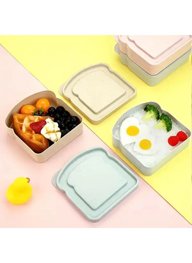 Blue Wheat Straw Bread Box Reusable Sandwich Container For Lunch Picnic Travel - Image 1