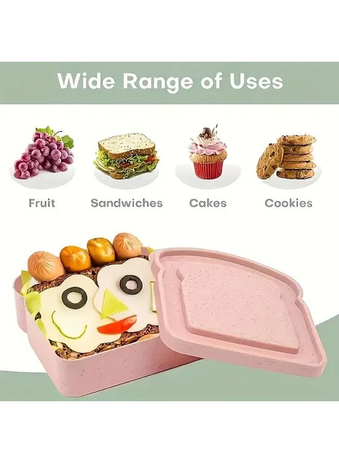 Blue Wheat Straw Bread Box Reusable Sandwich Container For Lunch Picnic Travel - Image 4