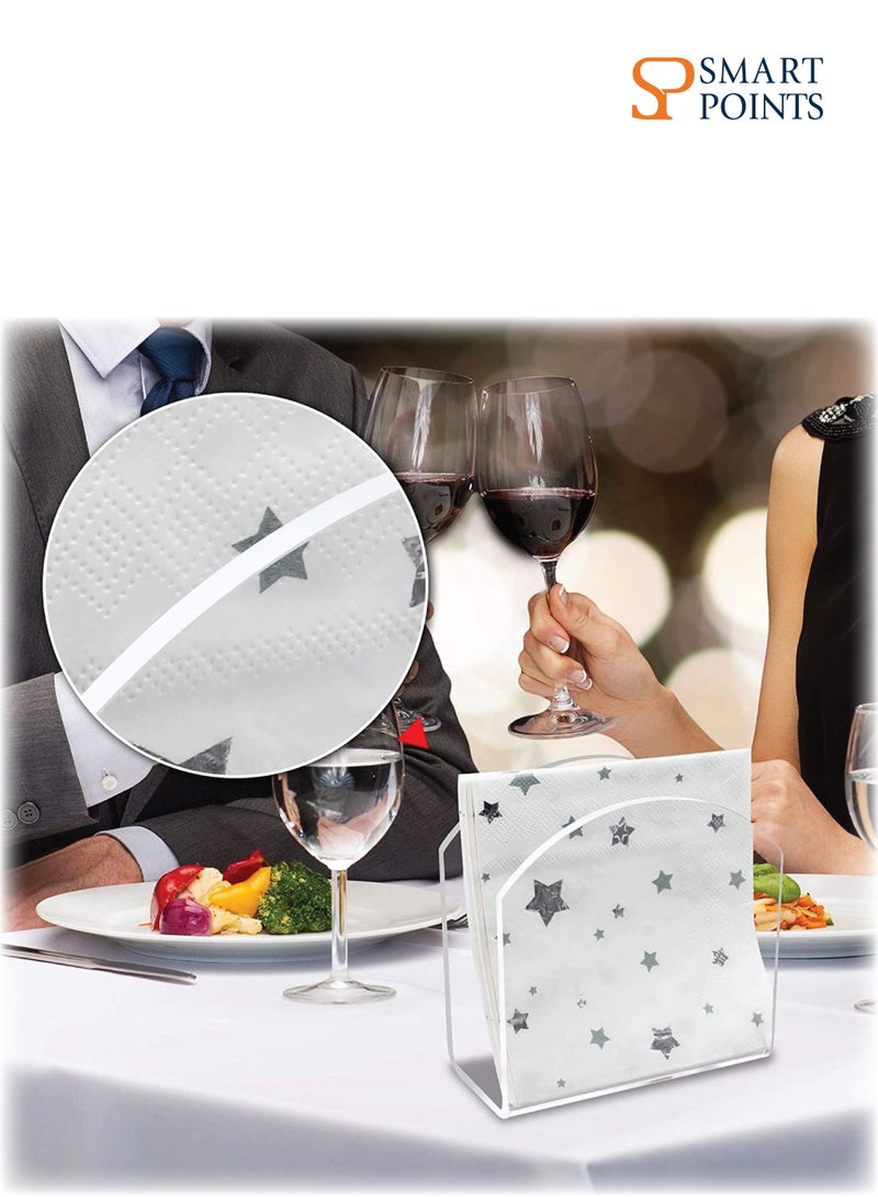 SMARTPOINTS Napkin Holder Crystal Clear Acrylic for Tables, Clear Paper Napkin Holder Stand Tabletop Freestanding Tissue Box Dispenser for Dinner Kitchen Restaurant Home Decor Accessories  - Image 5
