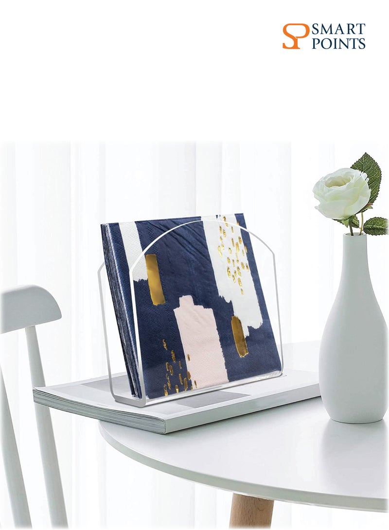 SMARTPOINTS Napkin Holder Crystal Clear Acrylic for Tables, Clear Paper Napkin Holder Stand Tabletop Freestanding Tissue Box Dispenser for Dinner Kitchen Restaurant Home Decor Accessories  - Image 4