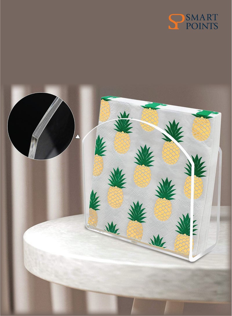 SMARTPOINTS Napkin Holder Crystal Clear Acrylic for Tables, Clear Paper Napkin Holder Stand Tabletop Freestanding Tissue Box Dispenser for Dinner Kitchen Restaurant Home Decor Accessories  - Image 2