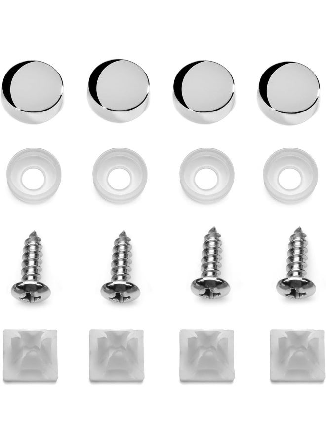 LFPartS Stainless Steel License Plate Frame Screws Fasteners + Chrome Caps - Image 1