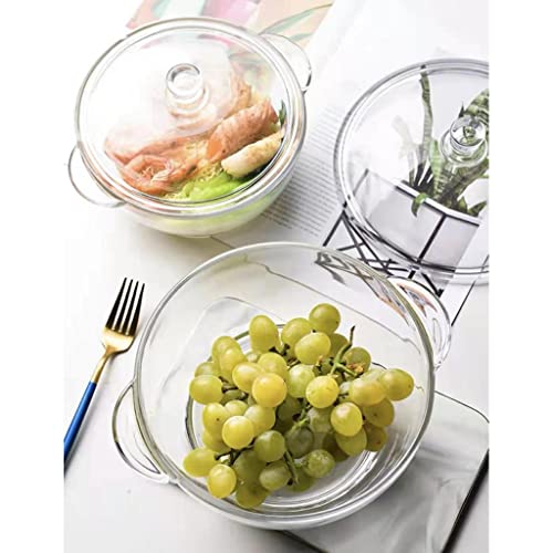 bellemax Deep Round Glass Casserole Oven and Microwave Safe Serving Bowl with See Through Top Lid - (1500 ML, Set of 4), Transparent - Image 1