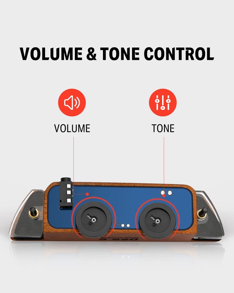 Donner Acoustic Guitar Pickup, DSS-6 Guitar Pickups Passive Mahogany Soundhole Pickup with Humbucker Volume Tone Control, Fits 3.8” to 3.94” Soundhole Diameter - Image 4