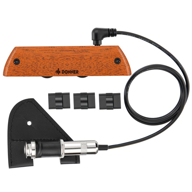 Donner Acoustic Guitar Pickup, Guitar Pickups Passive Mahogany Soundhole Pickup with Humbucker Volume Tone Control, Fits 3.8â€ to 3.94â€ Soundhole Diameter - Image 3