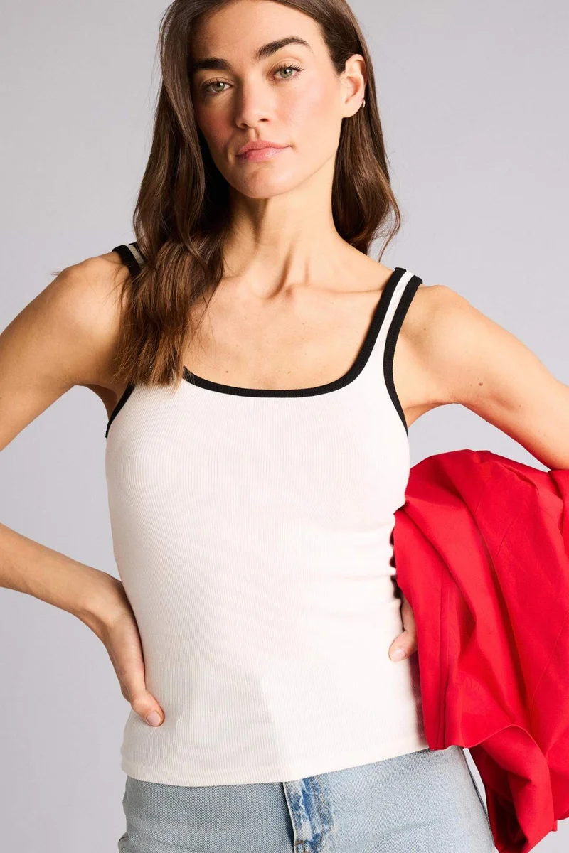 ديفاكتو Slim Fit Basic Camisole Crew Neck Tank Top