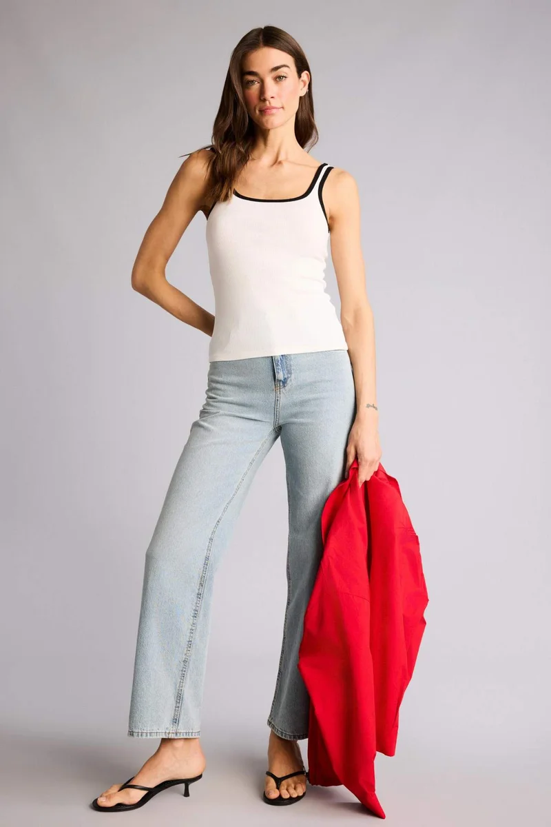 ديفاكتو Slim Fit Basic Camisole Crew Neck Tank Top