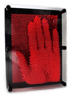 PowerTRC 3D Pin Art Sculpture Pin Impression Toy Pin Impression Hand Mold Great Toy For Kids (6" X 8" Red)  - Image 2