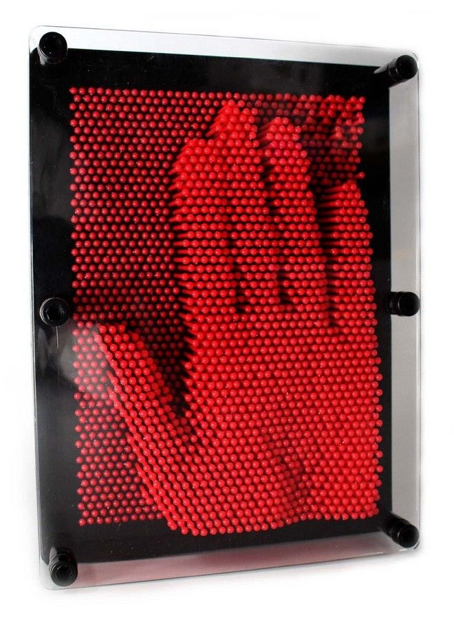 PowerTRC 3D Pin Art Sculpture Pin Impression Toy Pin Impression Hand Mold Great Toy For Kids (6" X 8" Red)  - Image 2
