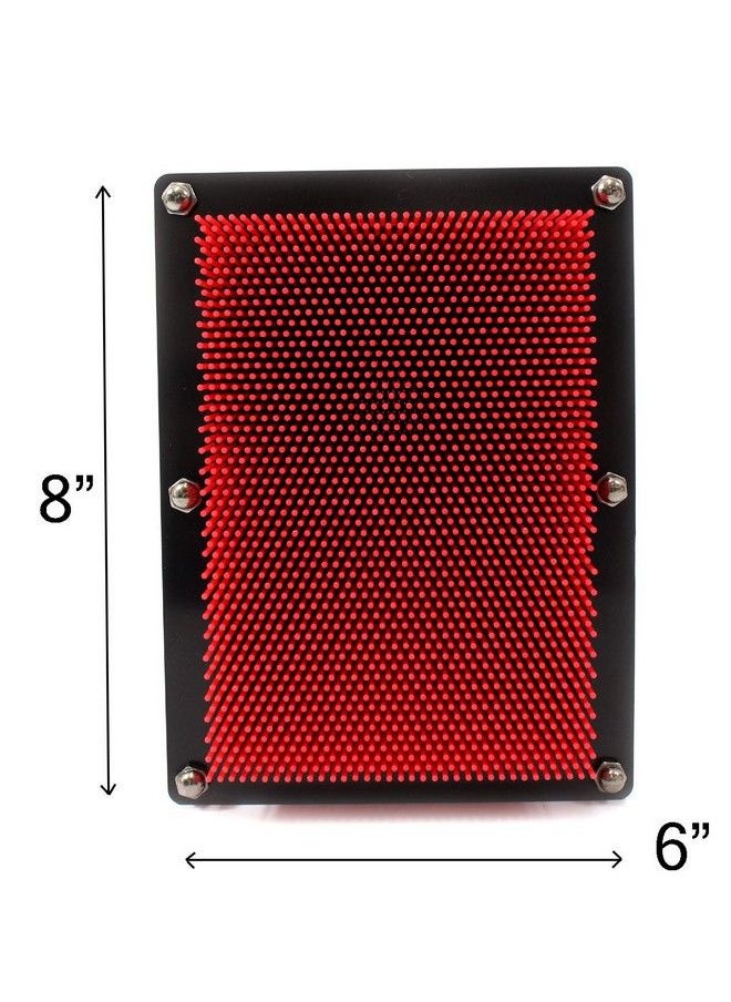 PowerTRC 3D Pin Art Sculpture Pin Impression Toy Pin Impression Hand Mold Great Toy For Kids (6" X 8" Red)  - Image 4