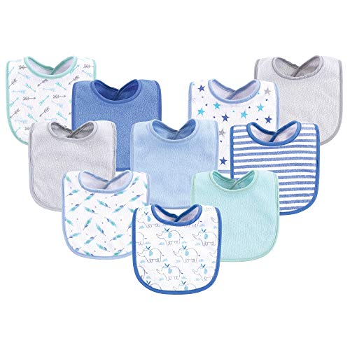Luvable Friends Baby Cotton Terry Bibs, Boy Elephant Stars, One Size - Image 5