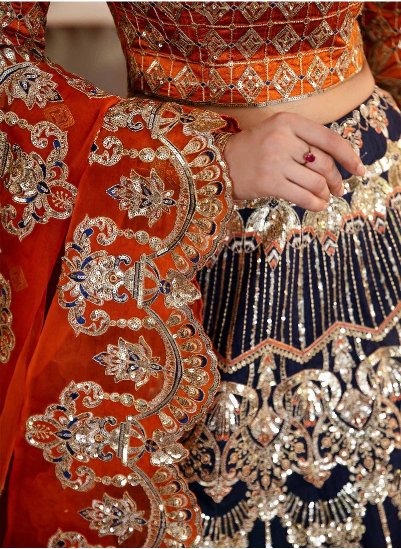 Bint Al Bilad - Women's Party Wear Dress - Organza Embroidered Lehenga with Russian Grip Blouse White - Image 1