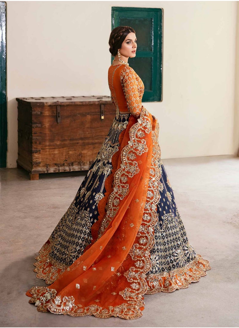 Bint Al Bilad - Women's Party Wear Dress - Organza Embroidered Lehenga with Russian Grip Blouse White - Image 1