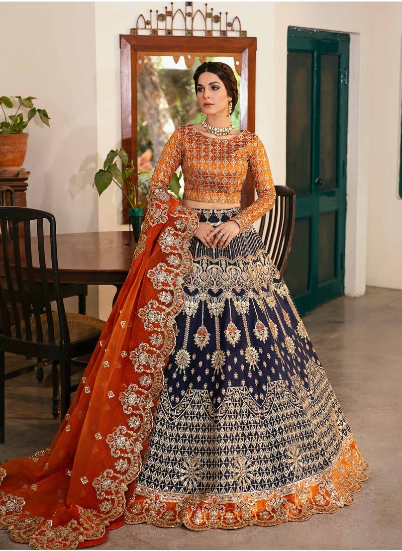 Bint Al Bilad - Women's Party Wear Dress - Organza Embroidered Lehenga with Russian Grip Blouse White - Image 1