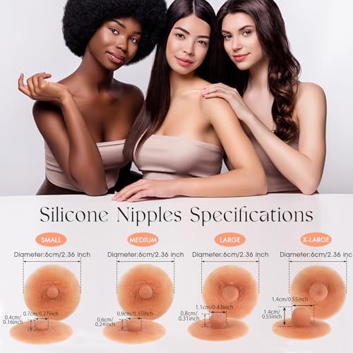 Vollence Adhesive Silicone Nipples Reusable Attachable Nipple for Breast Forms Bronze - Image 5