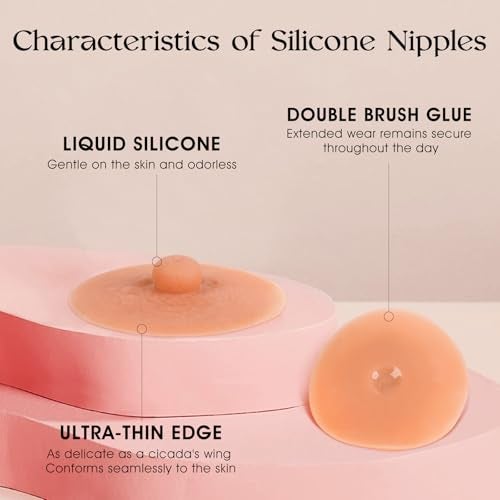 Vollence Adhesive Silicone Nipples Reusable Attachable Nipple for Breast Forms Bronze - Image 2