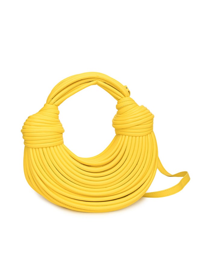 Ordinary Creative Noodles Niche Handmade Woven Bread Women's Crossbody Bag Shoulder Underarm Bag Handbag-Color:Yellow - Image 1