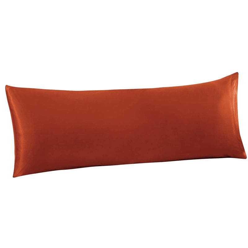 Ersmak Satin Body Pillow Cover  20x54 Inches Rust Orange Ultra Soft Satin Body Pillow Case for Hair and Skin  Silky Slip Cooling Long Side Satin Body Pillow Pillowcase with Envelope Closure - Image 1