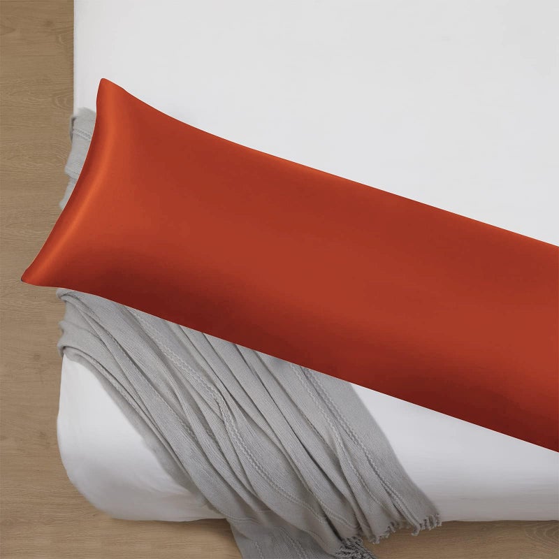 Ersmak Satin Body Pillow Cover  20x54 Inches Rust Orange Ultra Soft Satin Body Pillow Case for Hair and Skin  Silky Slip Cooling Long Side Satin Body Pillow Pillowcase with Envelope Closure - Image 4