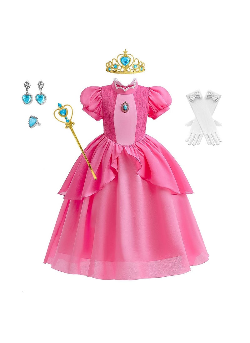 Y&D Princess Party Costume Dress With Crown Accessory Set  - Image 1