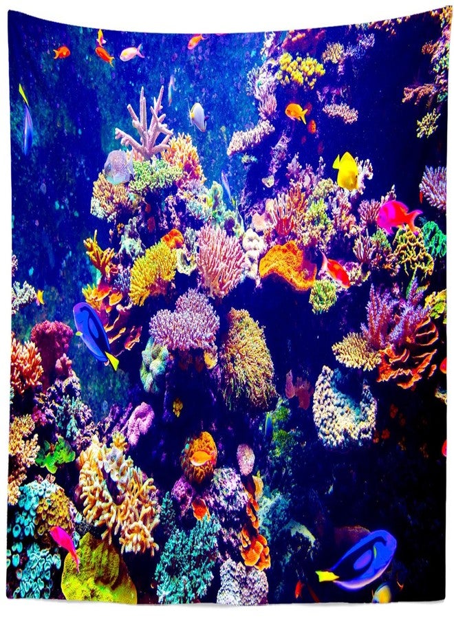 Loccor Aquarium Tapestry Fish Tank Tapestries Undersea Coral Reef Wall Hanging Ocean Tropical Fish Wall Decor for Home Bedroom Living Room Dorm 60''x40'' - Image 4