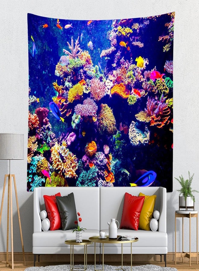 Loccor Aquarium Tapestry Fish Tank Tapestries Undersea Coral Reef Wall Hanging Ocean Tropical Fish Wall Decor for Home Bedroom Living Room Dorm 60''x40'' - Image 5