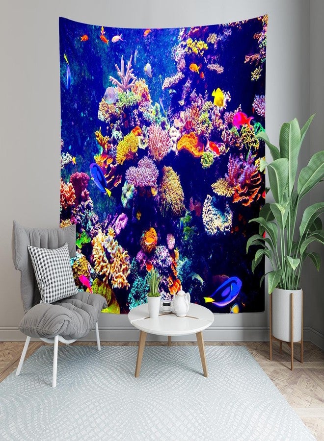 Loccor Aquarium Tapestry Fish Tank Tapestries Undersea Coral Reef Wall Hanging Ocean Tropical Fish Wall Decor for Home Bedroom Living Room Dorm 60''x40'' - Image 3