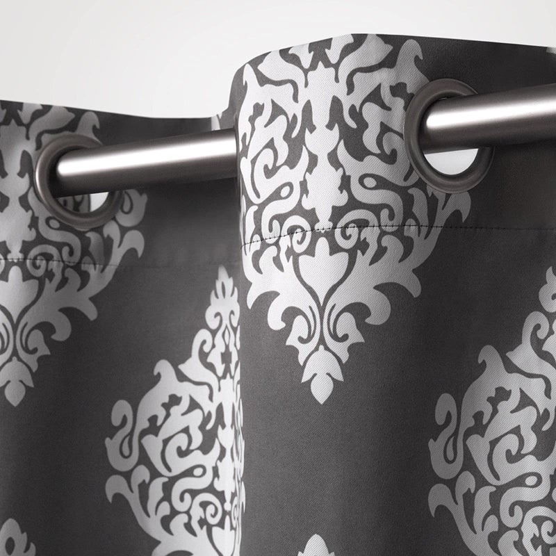 EXCLUSIVE HOME Medallion Room Darkening Blackout Grommet Top Curtain Panel Pair, 52"x84", Black Pearl - Image 3