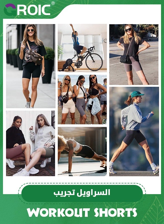 GROIC 3 Pack Biker Shorts for Women, High Waist Biker Shorts Tummy Control Workout Yoga Running Athletic Shorts, Running Workout Gym Shorts Tummy Control Yoga Shorts - Image 5