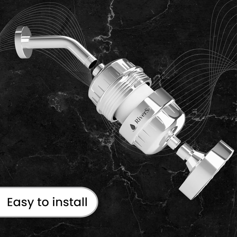 RiverSoft combo SSF-15 overhead shower with arm and SF-15 Pro shower filter for hard water | Water softener for bathroom - Image 4