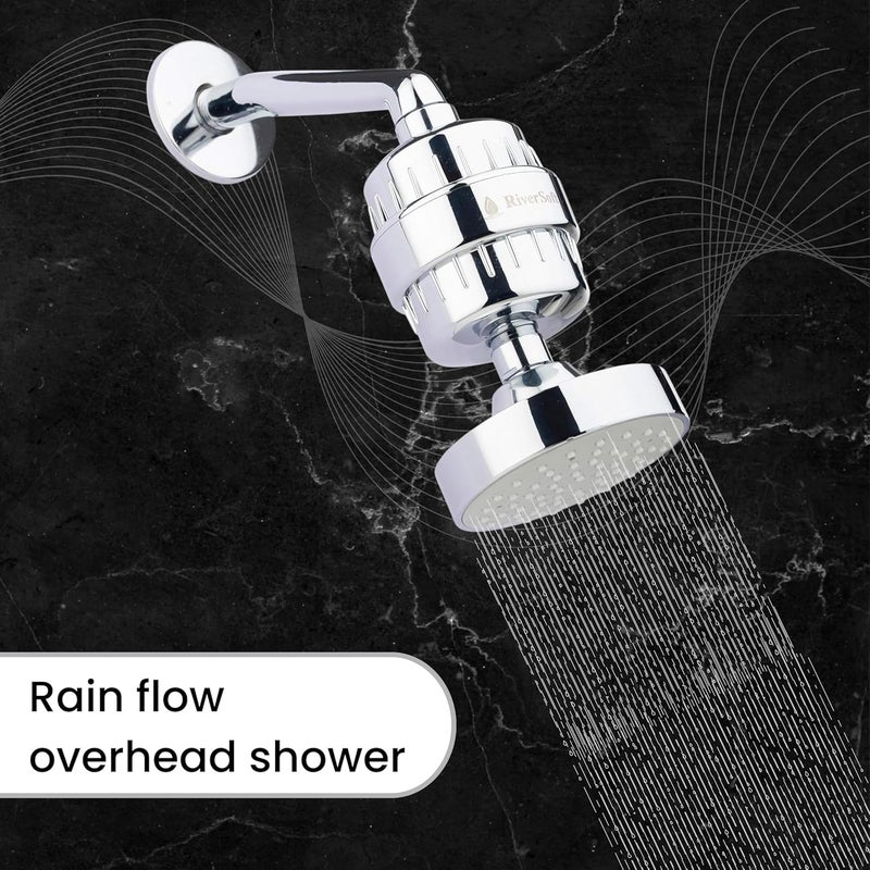 RiverSoft combo SSF-15 overhead shower with arm and SF-15 Pro shower filter for hard water | Water softener for bathroom - Image 2