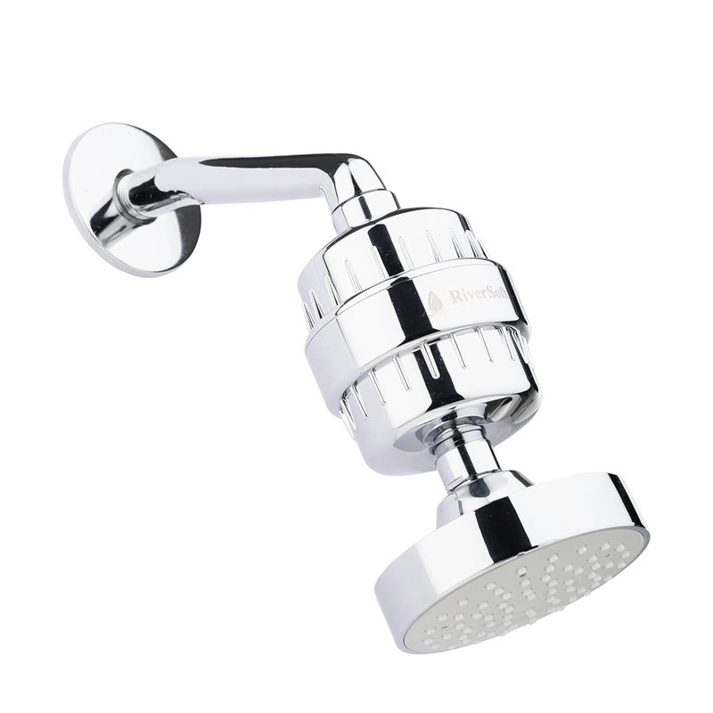 RiverSoft combo SSF-15 overhead shower with arm and SF-15 Pro shower filter for hard water | Water softener for bathroom - Image 1