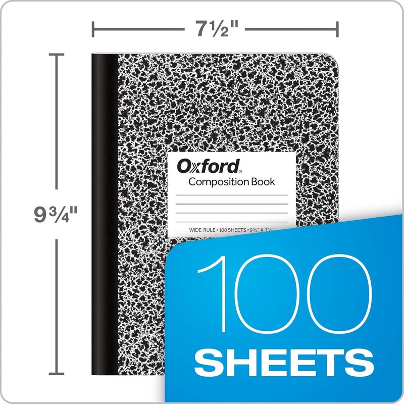 Oxford Composition Notebooks, Wide Ruled Paper, 24.7 X 19.1 Cm, 100 Sheets, Black, 6 Pack (63764) - Image 3