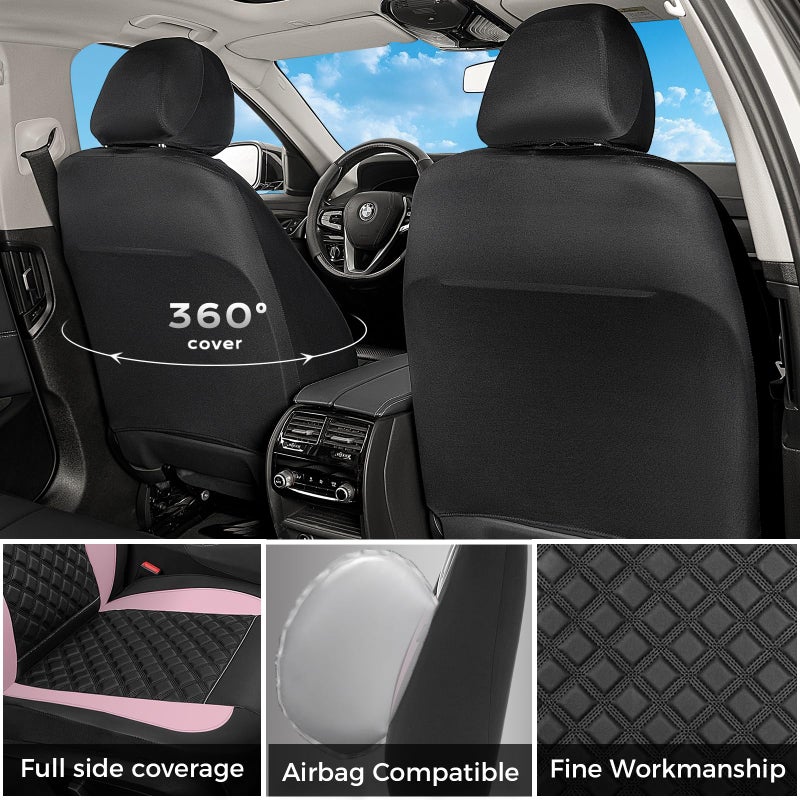 FLORICH Seat Covers, Atomutive Seat Covers Full Sets, Waterproof Seat Cover for Cars, Luxury Leather Universal Seat Cover Accessories Fit for Most Cars SUV Truck Sedans(Pink) - Image 4
