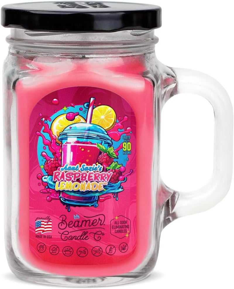 Aunt Suzie's Raspberry Lemonade - Raspberry Lemonade Scented Candle - Large (12oz) Mason Jar Candle by Beamer Candle Co.