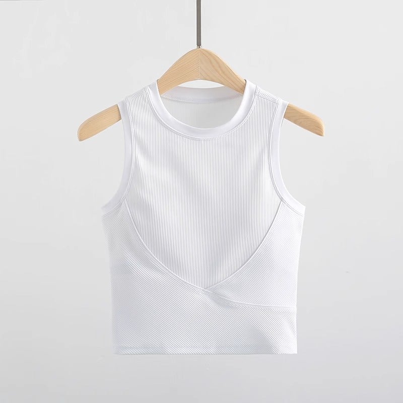 Generic Womens Yoga Sports Vest Quick-Dry Built-in Bra White