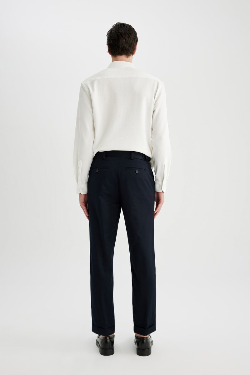 ديفاكتو بنطلون تويل برجل ضيق بحافة مطوية - Image 5