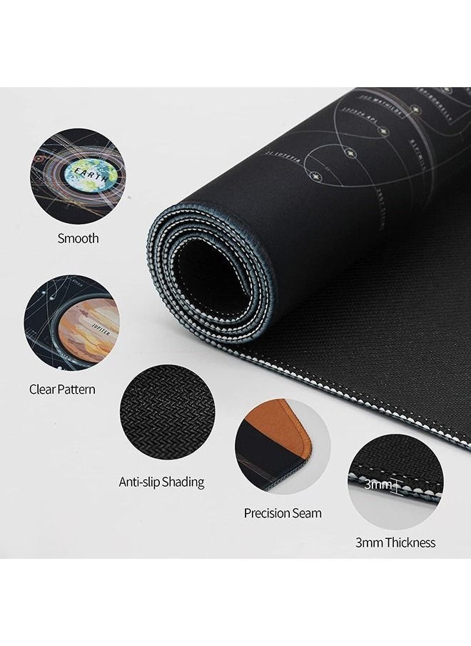 Arabest - Large Mouse Pad Extended Gaming Mouse Pad Non-Slip Rubber Base Mouse pad Office Desk Mat Desk Pad Smooth Cloth Surface Keyboard Mouse Pads for Computers (800 * 300 * 3mm),Universe Planet - Image 1