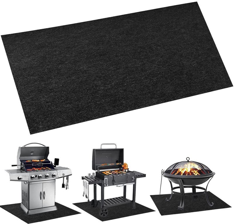 Tirifer Under Grill Mat BBQ Grill Splatter pad DoubleSided Fireproof OilProof Grill Pad Deck and Patio Protective Mat Waterproof BBQ Protector Washable Floor Mat60 x 36